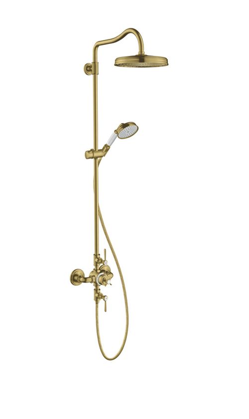 AXOR-HG-AXOR-Montreux-Showerpipe-mit-Thermostat-und-Kopfbrause-240-1jet-Brushed-Brass-16572950 gallery number 1